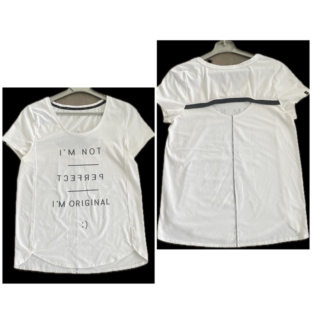 Hyba Im Not Perfect Im Original Graphic Tee Cut Out Back White Medium